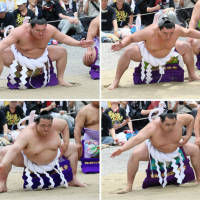 大相撲名古屋場所を控え、熱田神宮で奉納土俵入りを行う４…：稀勢の里 写真特集：時事ドットコム